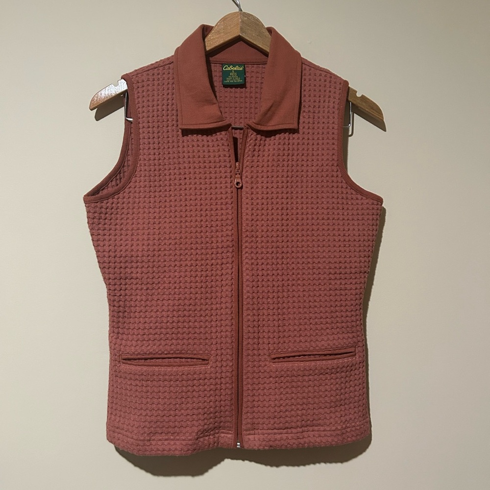 Cabelas women’s vest zip up waffle weave excellent condition 100% cotton SM